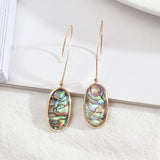 Oval Gold Plated Abalone Earrings, White Shell Earrings, Faceted Natural Seashell Jewelry AL515