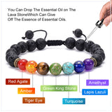 Lava Stone Seven Color Chakra Stone Beads Bracelet Natural Agate Frosted Volcano Stone Yoga Bracelet Jewelry AL533