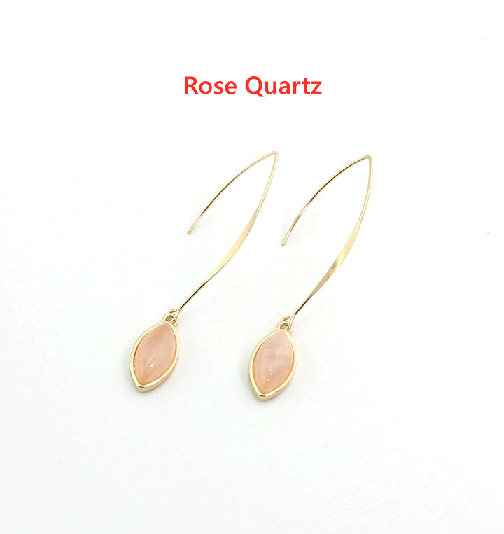 Gold Plated Gemstone Earrings, Rose Quartz Green Howlite Turquoise Volcano Cherry Quartz Earrings, Fashion Jewelry AL516