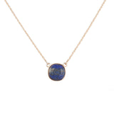 18" Gold Plated Natural Stones Faceted Necklace, Lapis Lazuli Gemstone Necklace AL522