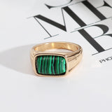 Rectangle Amethyst Lapis Lazuli Malachite Gold Band Ring, Healing Gemstone Jewelry Ring AL518