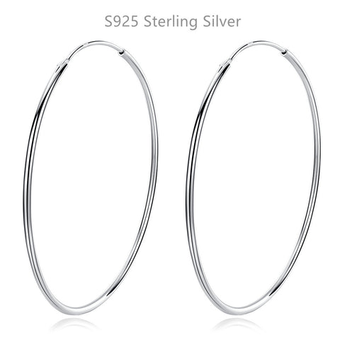 S925 Sterling Silver Hoop Earrings 10mm ~ 50mm Round Size, Circle Earring Hoops, Ear Wire AL537