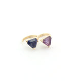 Triangle Natural Stone Faceted Open Ring, Amethyst Lapis Lazuli Green Aventurine, Gemstone Jewelry Ring AL520