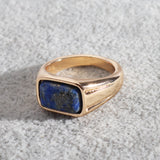 Rectangle Amethyst Lapis Lazuli Malachite Gold Band Ring, Healing Gemstone Jewelry Ring AL518