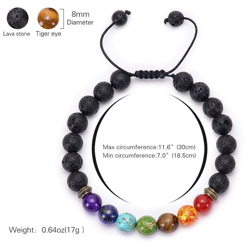 Lava Stone Seven Color Chakra Stone Beads Bracelet Natural Agate Frosted  Volcano Stone Yoga Bracelet Jewelry AL533