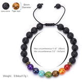 Lava Stone Seven Color Chakra Stone Beads Bracelet Natural Agate Frosted Volcano Stone Yoga Bracelet Jewelry AL533