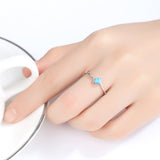 925 Sterling Silver Opal Statement Ring, Round Opal Fashion Jewelry AL557