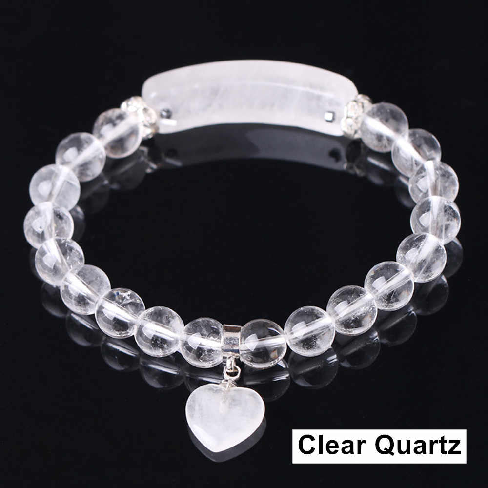Amethyst Labradorite Gemstone Beads Love Pendant Bracelet