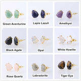 Multi Kind Stones Gold Plated Drop Prong Set Stud Earrings AL117