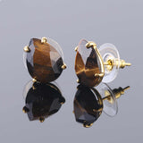 Multi Kind Stones Gold Plated Drop Prong Set Stud Earrings AL117