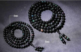 Natural Black Obsidian Bracelet with Multi-Layers of Buddhist Beads AL005