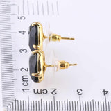 Multi Kind Stones Gold Plated Drop Prong Set Stud Earrings AL117