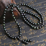 Natural Black Obsidian Bracelet with Multi-Layers of Buddhist Beads AL005