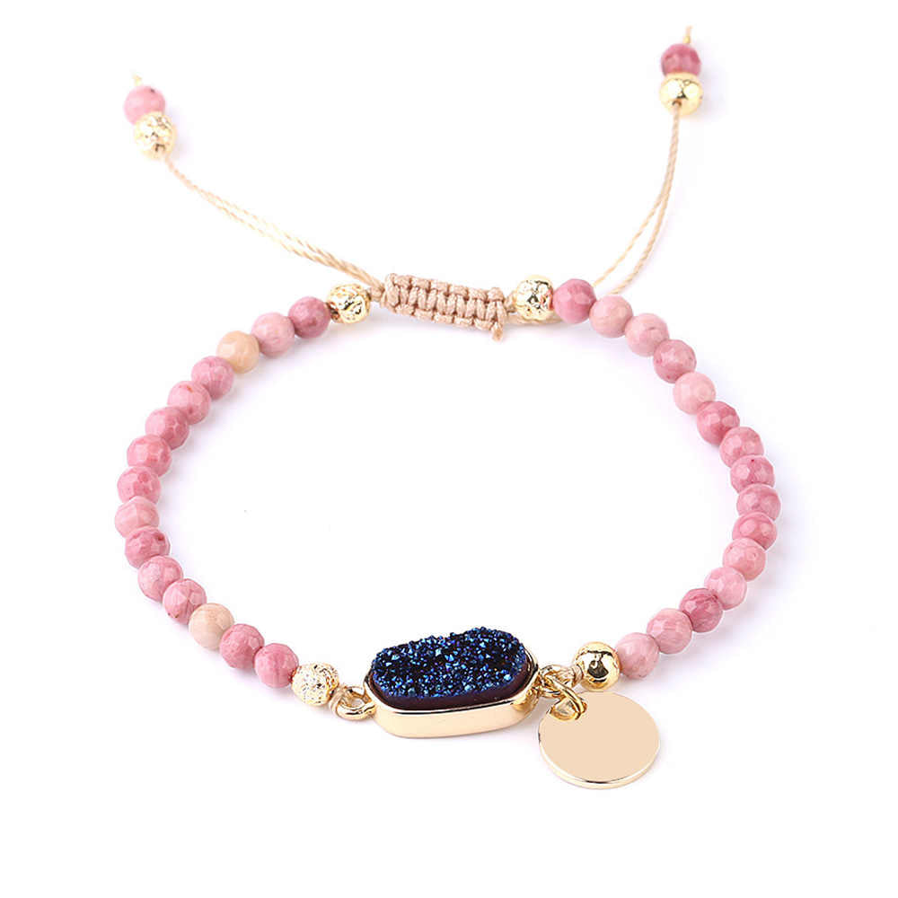 Natural Stone 4mm Beads Adjustable Woven Bracelet