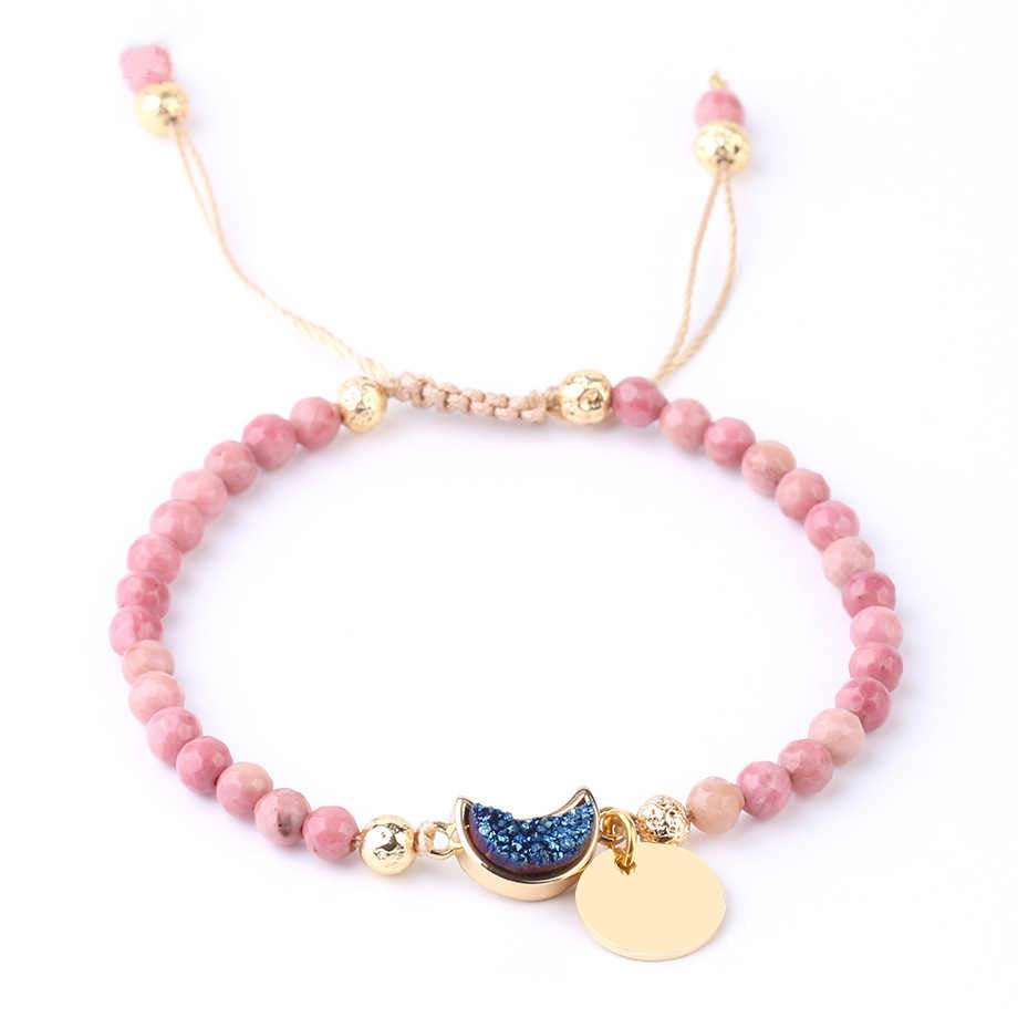 Natural Stone 4mm Beads Adjustable Woven Bracelet