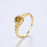 925 Sterling Silver Round Opal Ring, CZ Micro Pave, Dainty Jewelry AL614