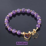 Heart Shape Druzy Natural Stone Beaded Bracelet AL119