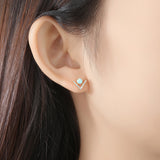 925 Sterling Silver Opal V Shape Zircon Stud Earrings, Fashion Jewelry AL560