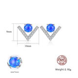 925 Sterling Silver Opal V Shape Zircon Stud Earrings, Fashion Jewelry AL560