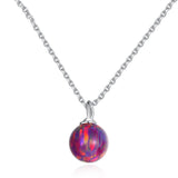 S925 Sterling Silver Opal Ball Pendant Necklace, Dainty Opal Jewelry AL615