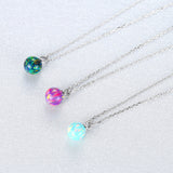 S925 Sterling Silver Opal Ball Pendant Necklace, Dainty Opal Jewelry AL615