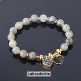 Heart Shape Druzy Natural Stone Beaded Bracelet AL119