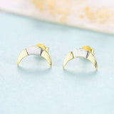 Gold & Silver Crescent Moon Stud Earrings, S925 Sterling Silver Moon Post Earrings AL103