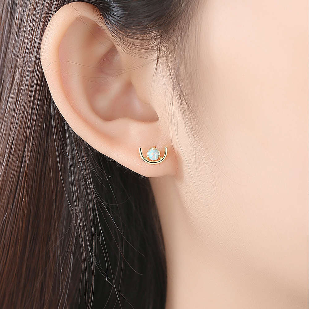 S925 Sterling Silver Opal Earrings AL104