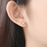 S925 Sterling Silver Opal Moon Stud Earrings AL104