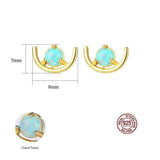 S925 Sterling Silver Opal Moon Stud Earrings AL104