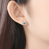 925 Silver CZ Moon Star Opal Studs Earrings, Fashion Jewelry AL555