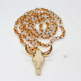 36" Ox Head Long Beaded Necklace AL082