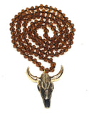 36" Ox Head Long Beaded Necklace AL082