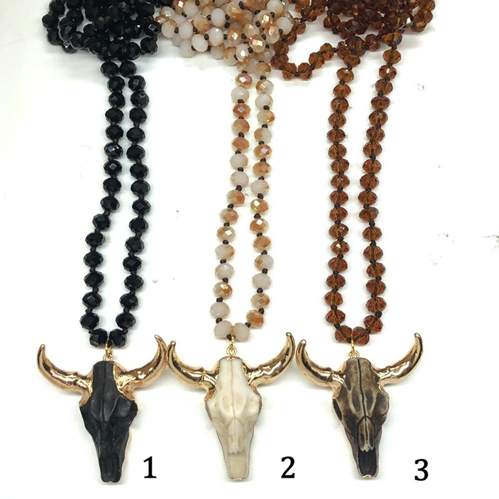 longhorn necklace, ox head necklace, bull head necklace