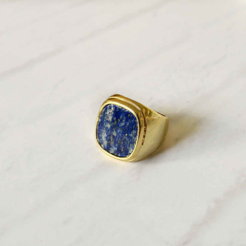 Lapis Lazuli Gold Band Ring AL195
