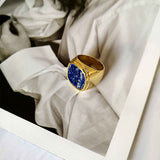 Lapis Lazuli Gold Band Ring AL195