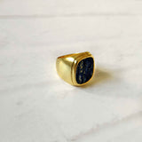 Lapis Lazuli Gold Band Ring AL195
