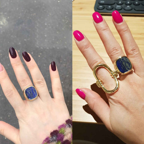 Lapis Lazuli Gold Band Ring AL195