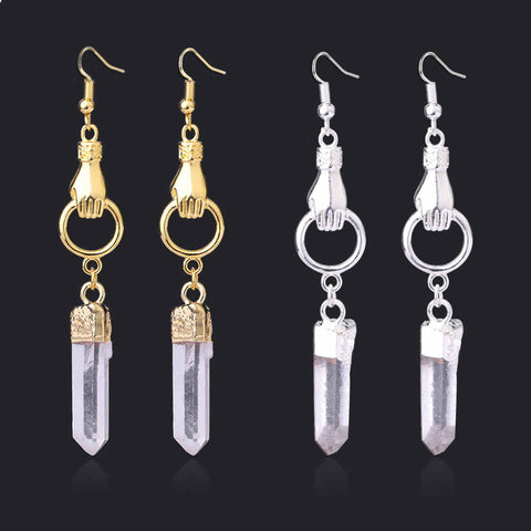 Natural Raw Crystal Point Earrings AL143
