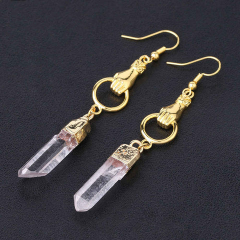 Natural Raw Crystal Point Earrings AL143