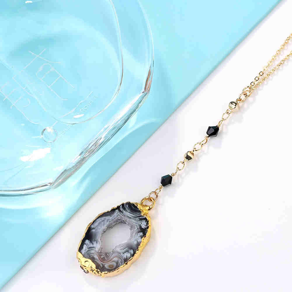 Long Chain Natural Agate Necklace