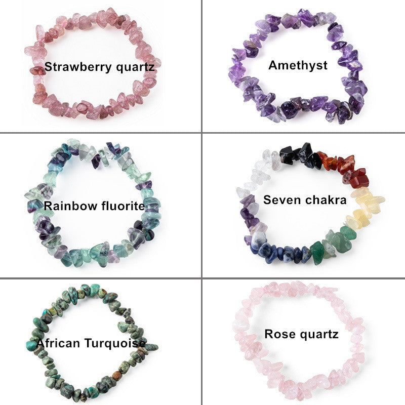 Strawberry quartz amehyst rainbow fluorite seven chakra turquoise rose quartz bracelet