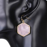 Natural Rose Quartz Labradorite Turquoise Diamond Shape Earrings AL149