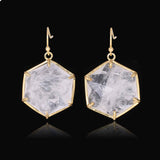 Natural Rose Quartz Labradorite Turquoise Diamond Shape Earrings AL149
