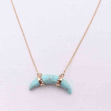 Crescent Moon Horn Blue Howlite Necklace AL409