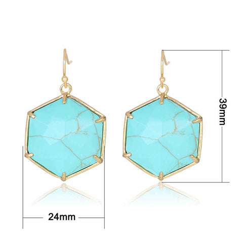 Natural Rose Quartz Labradorite Turquoise Diamond Shape Earrings AL149