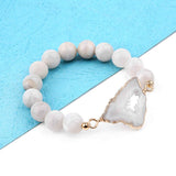 Natural Slice Geode Druzy Connector Beads Bracelet AL131