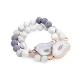 Natural Slice Geode Druzy Connector Beads Bracelet AL131