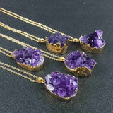 Amethyst Crystal Cluster Gold Necklace AL183