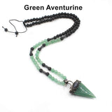 Triangle Pendant Amethyst Pendant Moon Mala Bead Long Necklace AL349